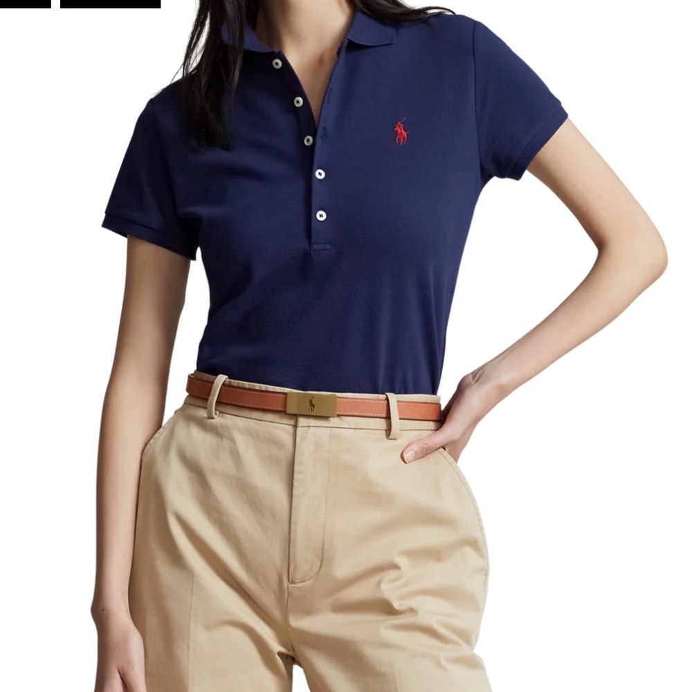 Polo Performance Ralph Lauren Women's Cotton Slim Fit Polo Shirt French Navy NWT